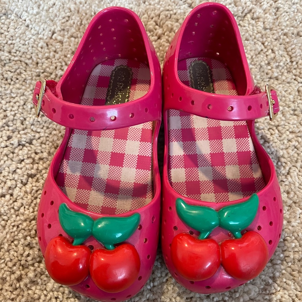 Mini Melissa Cherry Shoes Size 7 Toddler Girls Red